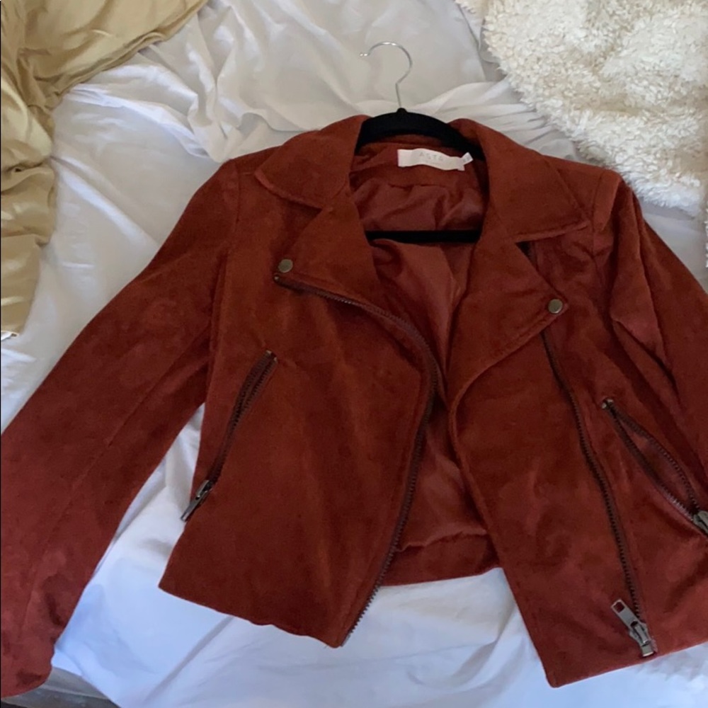 Faux suede motto jacket